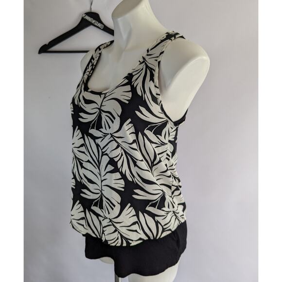 Pleione palm leaf print double layer tank top Sz XS - Picture 1 of 6